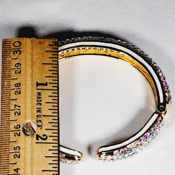 Mystic Austrian Crystal sparkling cuff bracelet in Goldtone 6.75 inches - Picture 4 of 5